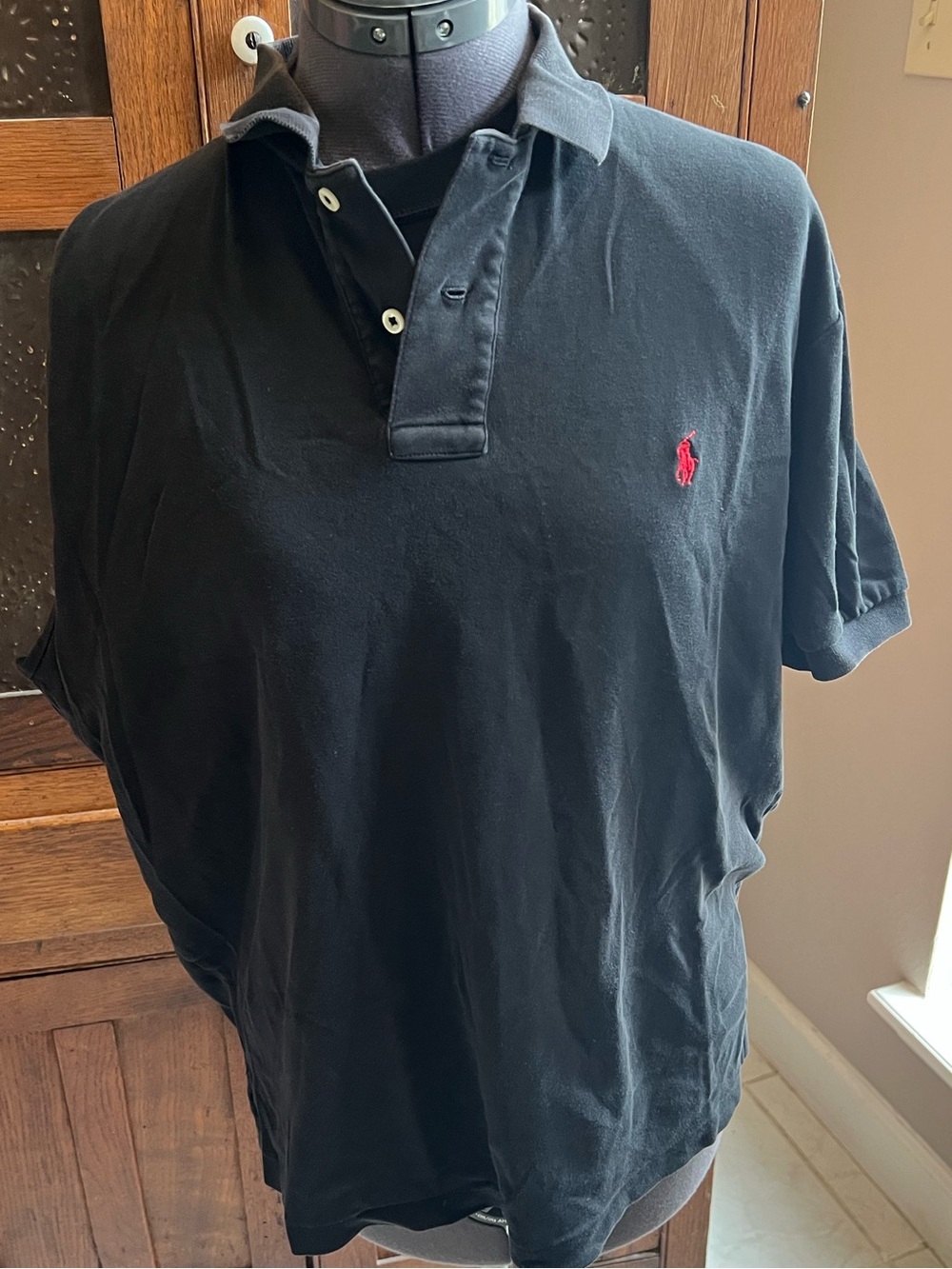 Polo by Ralph Lauren Black Short-Sleeve Polo with Red Pony size M